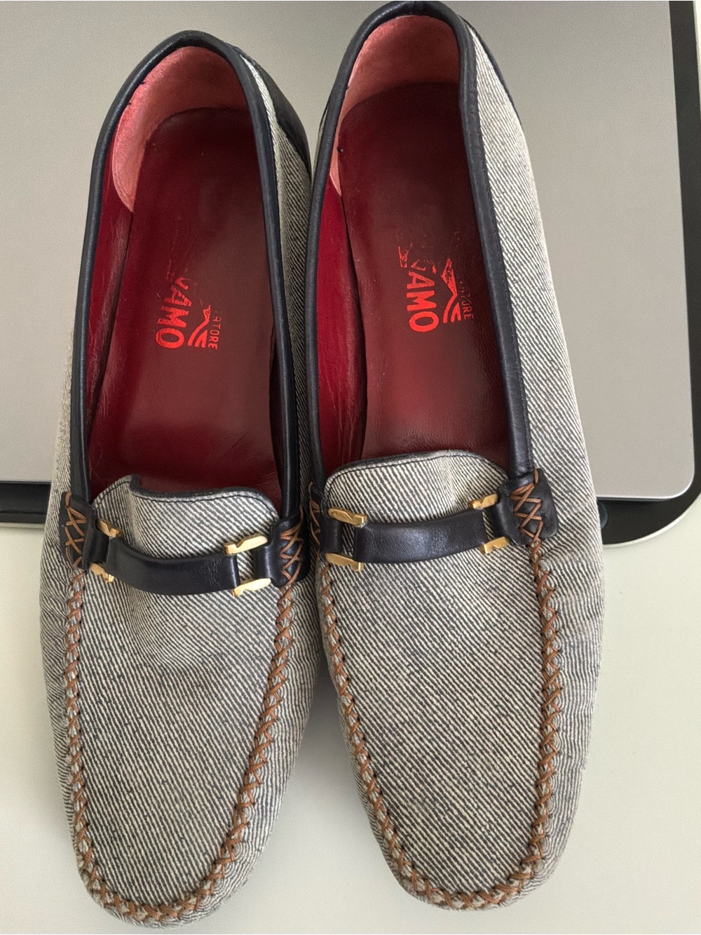 Vintage Salvatore Ferragamo women’s horsebit gray  loafers flats slip ons sz 8